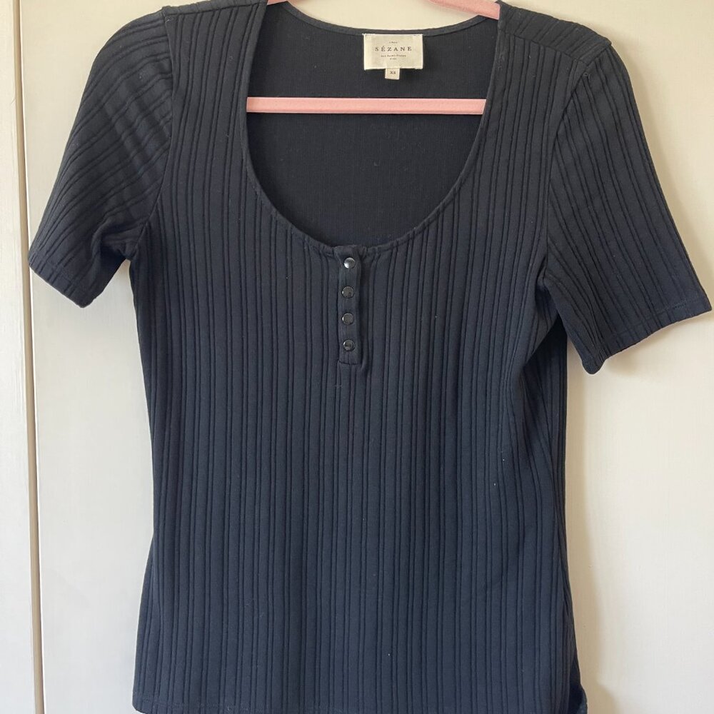 Sezane Malo Tee Black // XS - Picture 2 of 2